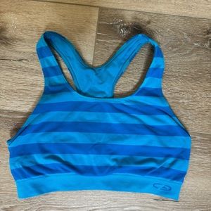 Blue racerback sports bra